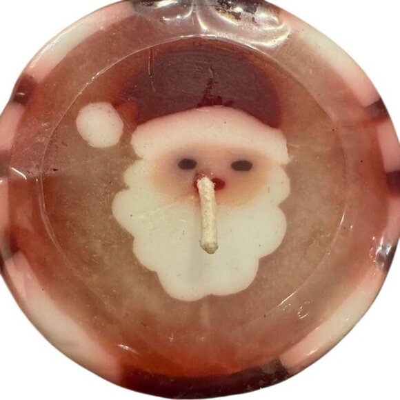 Red & White Striped Christmas Candle With Santa Design Top - Picture 7 of 7